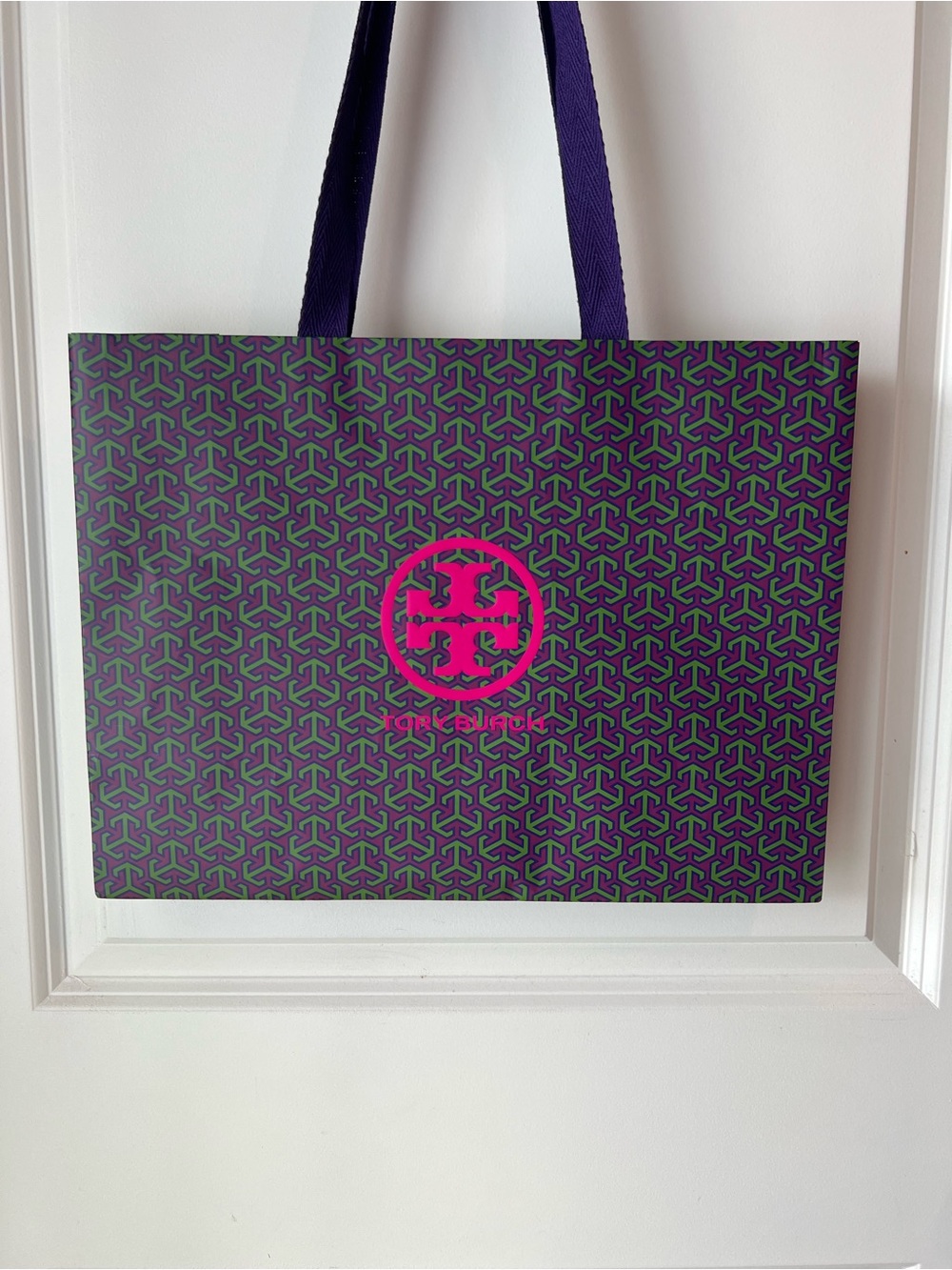 Tory Burch Purple and Hot Pink Geometric shopping bag